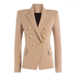 Costumes pour femmes automne hiver 2022 piste formellement Blazer femmes or Lion boutons Double boutonnage dames bureau manteau vêtements vestes