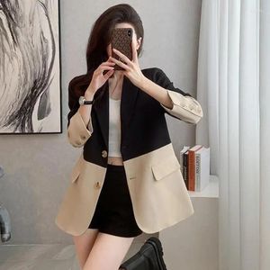 Costumes pour femmes Blazer Femme Tenue de bureau Tenues professionnelles Colorblock Manteaux d'extérieur pour femmes Veste Vêtements minces Apporter des sacs modernes Vente