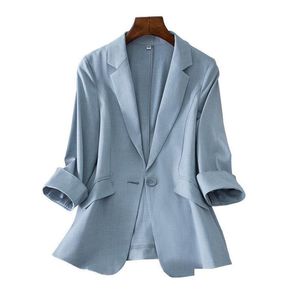 Costumes pour femmes Blazers Automne Coréen Mince Petit Costume Blazer Femmes Solide Veste Manteau À Manches 3/4 Bureau Lady Wear Femme Mode Drop Dhgqb