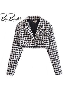 Trajes de mujer blazers blingblingee mujer de primavera traf capas de recorte casual de tres botones de grosor tweed tweed woolen chaqueta de pizca 221117