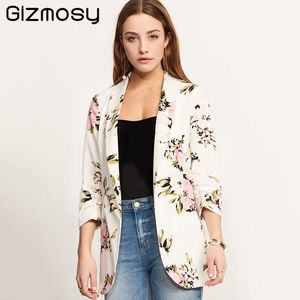 Costumes pour femmes Blazers élégant Blazer Feminino mode imprimé fleuri poche décoration à manches longues petit manteau femme vêtements d'extérieur SY5078