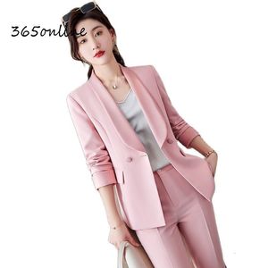 Costumes pour femmes Blazers élégant rose formel professionnel femmes costumes d'affaires printemps été uniformes styles bureau vêtements de travail costumes carrière entretien ensemble 230306