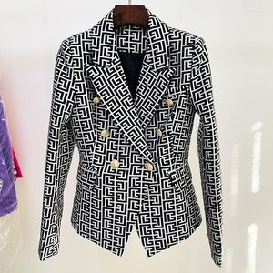 Trajes de mujer Chaqueta de diseñador Chaqueta de jacquard geométrica con botones de león de doble botonadura para mujer