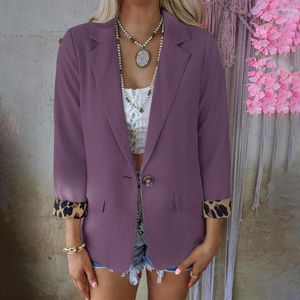 Costumes pour femmes Blazers léopard pour les femmes Y2k Mode Solide Streetwear Manteaux Et Veste Lâche Laple Buttonless Cardigan Vêtements Blazer