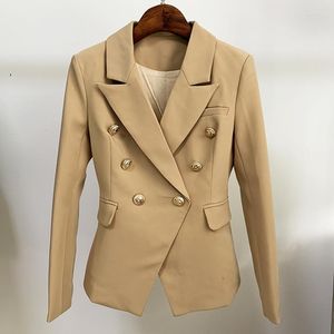 Costumes pour femmes S 2022 Designer Blazer Veste Femmes Lion Métal Boutons Double Boutonnage Étoile Style Vêtements Extérieurs Kaki En Gros