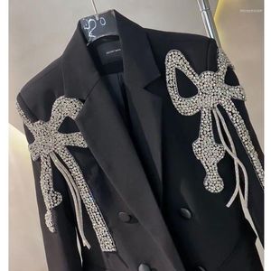 Women's Suits SuperAen Loose Bow Design Casual Suit Black Blazer Women's Spring Autumn High Street For Women