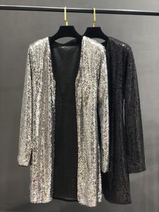 Costumes pour femmes, veste de soirée Disco boîtes de nuit sur place, Blazer à paillettes blanches, printemps 2023