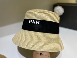 Chapeau de paille de styliste pour femmes, vacances d'été, mode lettre imprimée, amoureux voyage sport, chapeau seau quatre couleurs