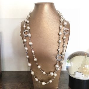 Chaîne de chandail pour femme Colliers pendentif ccity marque créateur de bijoux luxe C logo automne et hiver Choker perle longue chaîne 834