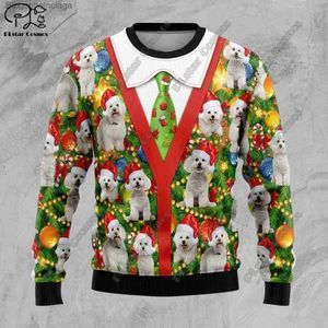 Chandails pour femmes Impression 3D Arbre de Noël Père Noël Tatouage Chat Animal Cerf Ours Pull Streetwear Casual Sweat-shirt d'hiver M7L231010