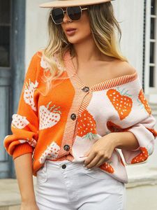 Chandails pour femmes Cardigan tricot d'hiver automne pour femmes pull à manches longues kawaii v bouton de bouton de cou décontracté dans les vêtements d'extérieur 2023