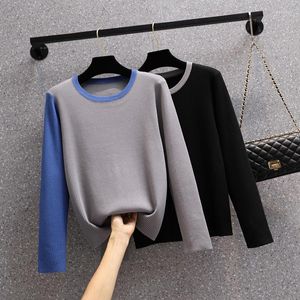 Pulls pour femmes noir gris tricoté plus grande taille surdimensionné style coréen pulls de mode pour vêtements d'automne dames 2022 hauts