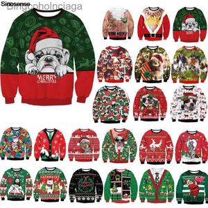 Suéteres para mujeres Hombres Mujeres Tacky Suéter de Navidad 3D Perro de Navidad Copo de nieve Campana Reno Santa Impreso Fiesta de vacaciones Jumper Sudadera de Navidad L231010