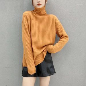 Damenpullover Orange High Neck Cute Dot Winter Pullover Strickpullover Lose Mantel Lässige Tuch Mädchen T-Shirt Tops Kleidung Für Frauen Dame