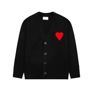 Pulls pour femmes Paris Mode Femmes Tricots Tees Designer Pull tricoté Brodé Coeur Rouge Couleur Solide Big Love V Cou Manteau Sur Taille XL 7O5J