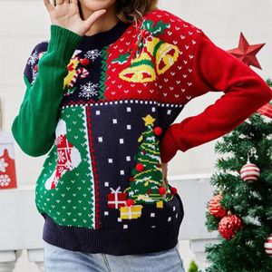 Chandails pour femmes flocon de neige motif d'arbre de Noël Style pull en tricot à manches longues au Crochet pulls décontracté col rond tenue de vacances 231009