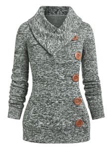 Pulls pour femmes solides femmes décontracté espace teinture faux boutons haut en tricot tricot chiné à manches longues tricoté automne printemps t-shirt 230109