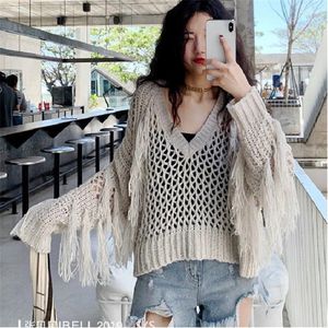 Prilser pour femmes Fashion Spring Femmes Sweater Crochet Cover Deep V Neck Hollow Out Knit Top Shirt Chic Pifon