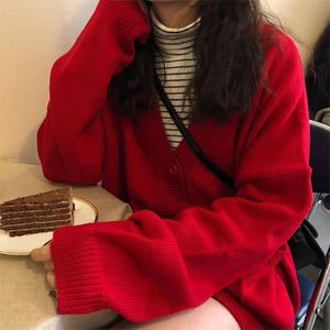 Suéteres para mujer Suéteres Mujeres Punto Cardigan VCuello Manga larga Moda Tejido Femenino Otoño Elegante Verde Marrón Rojo Blanco Negro Gris Rosa 220920