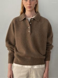 Suéteres para mujer Mujeres Turn-Down Collar Medio Botones abiertos Punto Jersey 2023 Otoño Invierno Damas Color Sólido Suéter Mujer Prendas de punto