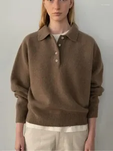 Séteres de mujeres Mujeres Botones de cuello medio abierto Pulteras de punto 2024 Autumn Winter Ladies Sweater Solid Color Sweater Femenino