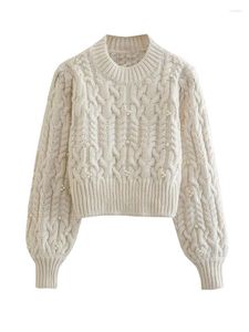 Suéteres de mujer ZXQJ mujeres 2023 moda perla y joya apliques suéter de punto Vintage cuello redondo manga larga suéteres femeninos Chic Tops