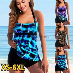 Maillots de bain pour femmes 2022 Sexy Tankini Femmes Été Deux Pièces Imprimé Léopard Maillot De Bain Femme Tie-dye Grande Taille Maillot De Bain Bikini Maillot De Bain T240328