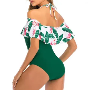 Swimwear Women's Beachwear Sexy Sweet Sweet SweetSuit Floral Imprimez de l'épaule monokini avec garniture pour sécher rapide
