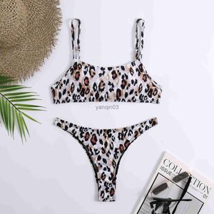 Maillots de bain pour femmes pas cher léopard Bikini ensemble femmes maillot de bain deux pièces maillots de bain licou Bikinis été plage maillot de bain J230603