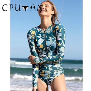 Swimwear de mujeres Cután 2024 Empuje UNA PIEZA Mujer Mujer Sport Women Beachwear Rashguard Monokini Surfing Traje de baño de manga larga