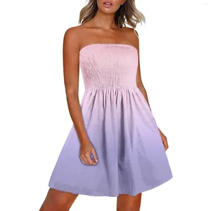 Traje de baño para mujer Vestido degradado para mujer Playa Boho Sin tirantes Cubrir Ups Off Hombro Floral Sundresses Túnicas femeninas Vestidos Vestido