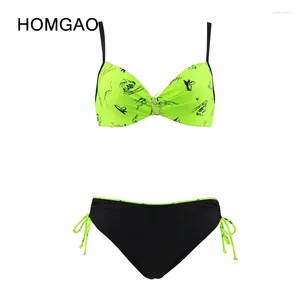 Traje de baño para mujer HOMGAO Sexy con cuello en V Traje de baño Vintage Imprimir Pin Up Bikinis Cordón Dos piezas Mujeres 2024 Playa Trajes de baño XL-5XL