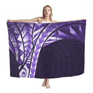 Traje de baño con estampado tribal de la mujer Polinesia Purpleia de Hycool Purpleia y traje de pareo corto Sarong Lavalava Cubierto para mujeres 2023