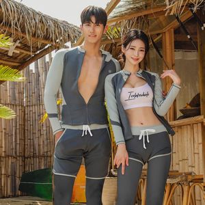 Traje de baño para mujeres Guardia de erupción coreana para trajes de pareja Mujeres Hombres Traje de surf Tankini Rashguard Deportes Cubrir Natación Ropa de playa 2023