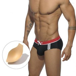 Maillots de bain pour femmes Sexy Mens Summer Beach Pouch Pad Maillot de bain Taille basse Bikini Briefs Mâle Polyester Séchage rapide Sport Surf Maillot de bain