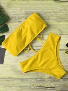 Women's Swimwear Solid Bikini Brazillian Swimsuit Women Set Sexy Off Shoulder Female Swimming Biquini Maillot De Bain Femme