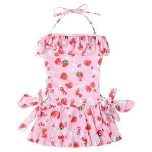 Maillots de bain pour femmes Sweet Lolita fraise une pièce maillot de bain femmes Push Up maillots de bain maillots de bain dentelle Monokini filles mignonnes Cosplay