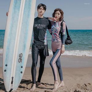 Traje de baño para mujer Wisuwore Corea del Sur 2024 Pareja Traje de buceo Dividido Traje de baño de manga larga Protector solar Pantalones deportivos conservadores Tamaño grande