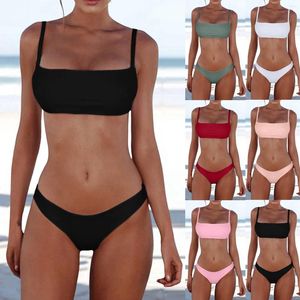 Maillots de bain pour femmes Femmes Bandeau Bandage Deux Pièces Bikini Maillot De Bain Sexy Ensemble Push Up Brésilien Beachwear Filles Taille 12