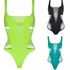 Maillots de bain pour femmes femmes une pièce maillot de bain dame couleur unie évider Sexy découpe maillot de bain pour l'été parcs aquatiques surf