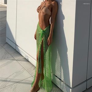 Maillots de bain pour femmes Sarongs courts en tricot Maillot de bain Cover-ups Beach Bikini Bottom Wrap See Through Long Maxi Jupe Scarf Cover Ups For