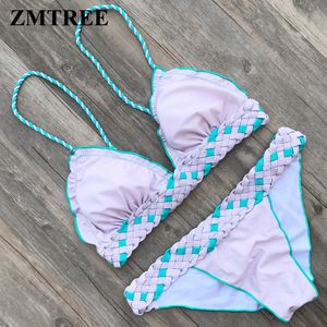 Traje de baño para mujer ZMTREE, conjunto de Bikinis de ganchillo, Micro Bikini para mujer, Tanga, traje de baño, traje de baño Sexy de verano, ropa de playa triangular 2021