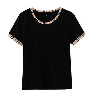 T-Shirt femme 2022 été à manches courtes décontracté mode col rond couture mince haut Simple