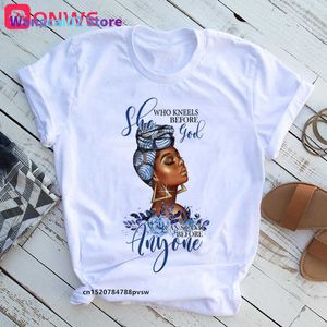 Camiseta de mujer, camiseta de belleza africana para mujer, camiseta de melanina para chica negra africana, camiseta de melanina para mujer, envío directo 022223H