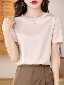 Camiseta de mujer HONGHANYUAN Mujer S a 3XL Camisetas sólidas Camiseta de manga corta con cuello en O liso de seda 2022 Summer Candy Colors Basic Cozy Top Drop ShipL230519