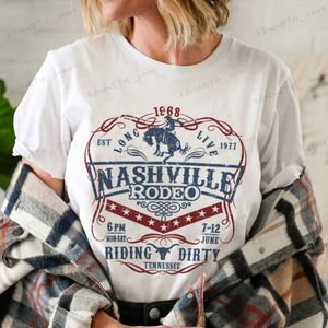 T-Shirt Femme Nashville Rodeo Western Graphic Tee Shirt Femme Vintage Cowgirl Tennessee Country Music T-Shirt Dames Mignon Hippie Tshirt Tops T240129