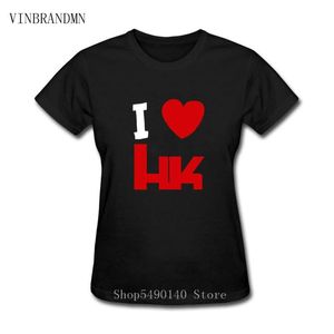T-shirt femme Saint Valentin Logo HK I Love Hong Kong Hipster Femmes Patriotisme Bauhinia Tshirt Casual T-shirt ADN chinois Camiseta