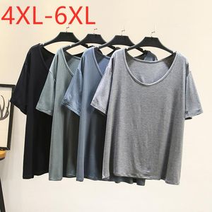 T-shirts femme 2023 dames été grande taille hauts pour femmes grandes manches courtes coton ample gris bleu col rond 4XL 5XL 6XL
