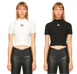 T-shirts pour femmes automne femmes tricotées t-shirts de base élastique ajustement serré col haut pulls haut solide blanc chemise noire