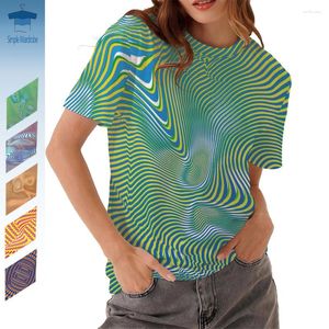 Camisetas para mujeres Geometría Visual Ilusion Lines Clothing Casual Woman Camiseta de manga corta Camiseta gráfica de estampado 3D Top de gran tamaño